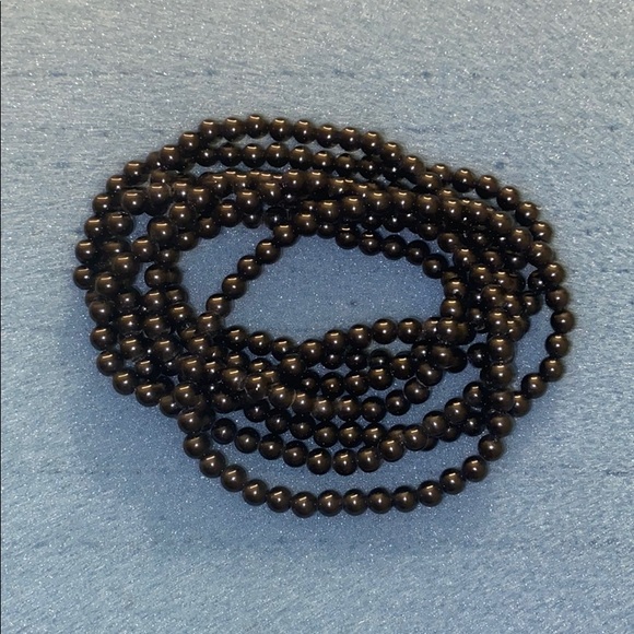 LONG STRAND OF BLACK BEAD NECKLACE - Picture 1 of 2